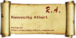 Rasovszky Albert névjegykártya
